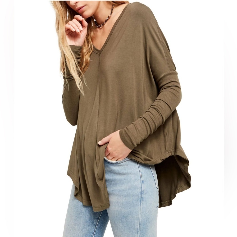 Free People Olive Soft Long Sleeve Top